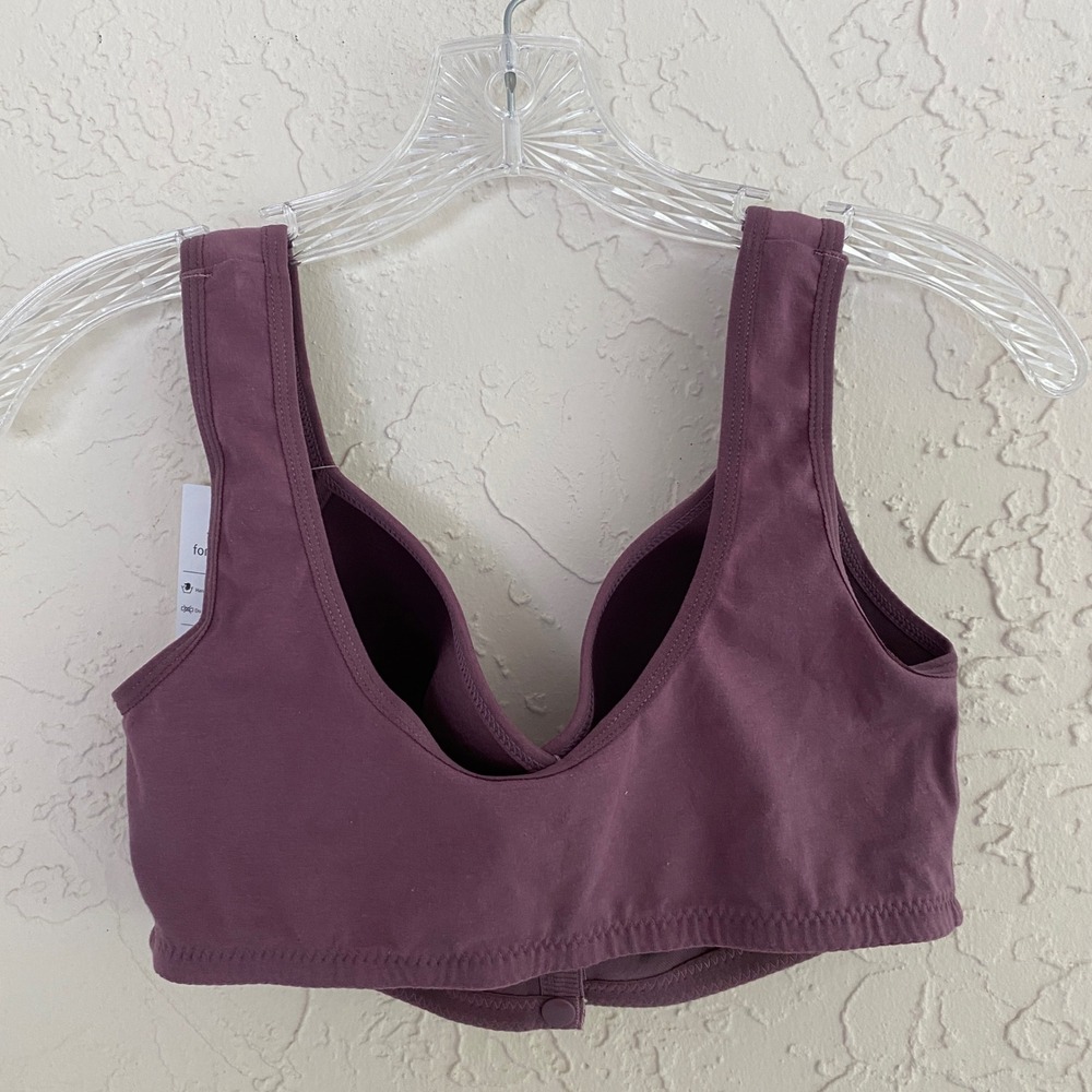 Daisy Cottagecore Front Closure Wireless Bra Women M Purple Floral Snap‎ Front - Picture 3 of 6